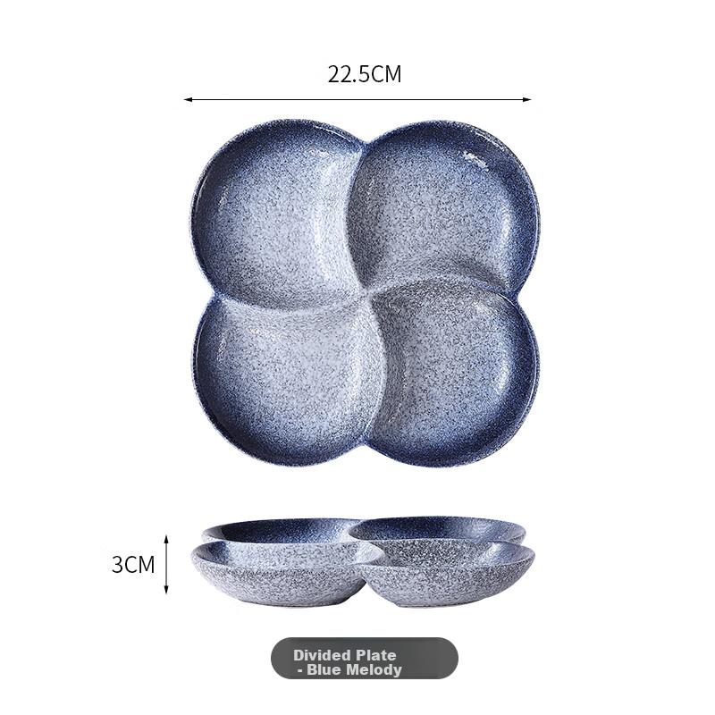 Taixinxing 8-Inch Four-Compartment Round Ceramic Divided Plate Breakfast Plate