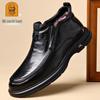Genuine Leather Men's High-Top Winter Shoes - Warm Cowhide with Thick Velvet Lining