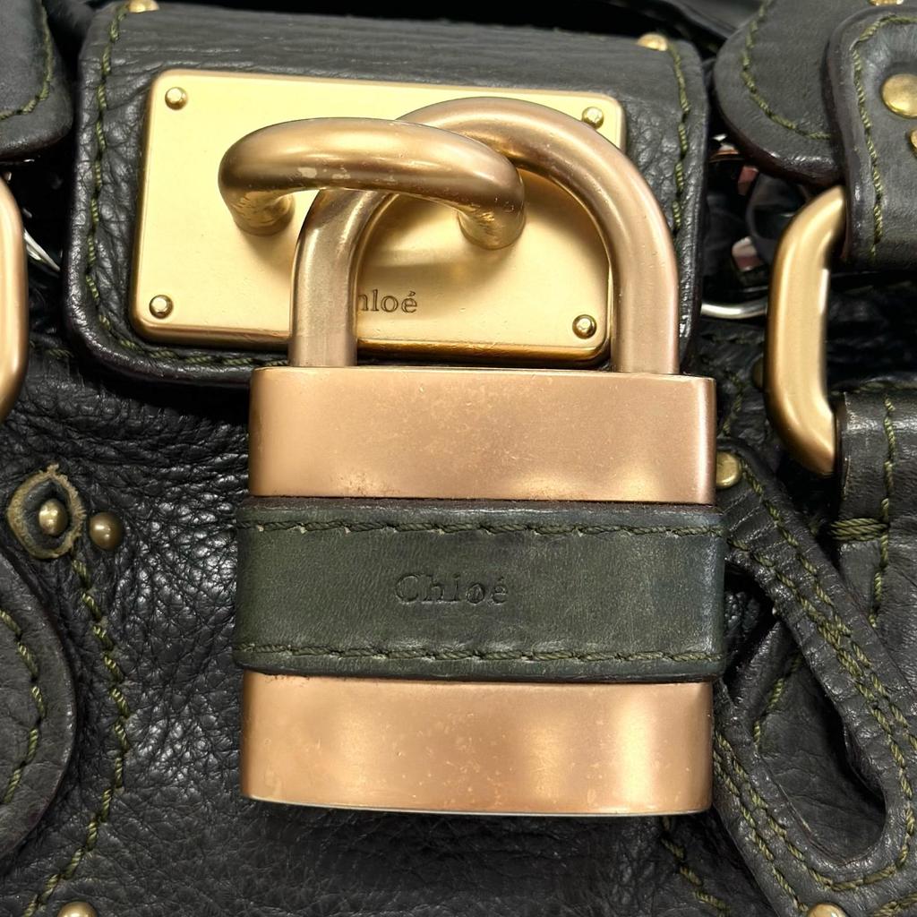 Chloe Paddington Mini Handbag Dark Green Women Used