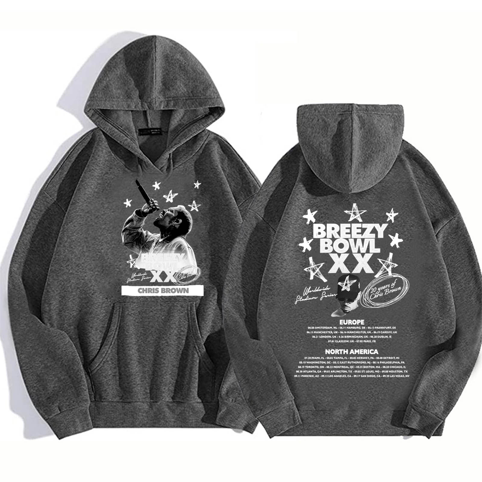 

Chris Brown Breezy Bowl Tour 2025 Hoodie Man Woman Sweatshirt Harajuku Pullover Tops Fans Gift 3XL