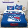 New York Rangers Vzorovaná Sada Povlečení Potah na Peřinu Povlak na Polštář Domácí Dekorace Dárek (1 * povlak na peřinu + 2 * povlak na polštář, bez jádra)