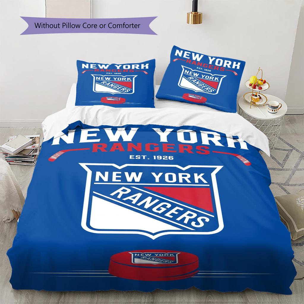 Set Biancheria da Letto con Fantasia New York Rangers Copripiumino Federa Decorazione per la Casa Regalo (1 * copripiumino + 2 * federa, senza nucleo)