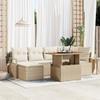7-piece Garden Sofa Set with Cushions Beige Poly Rattan 3358472