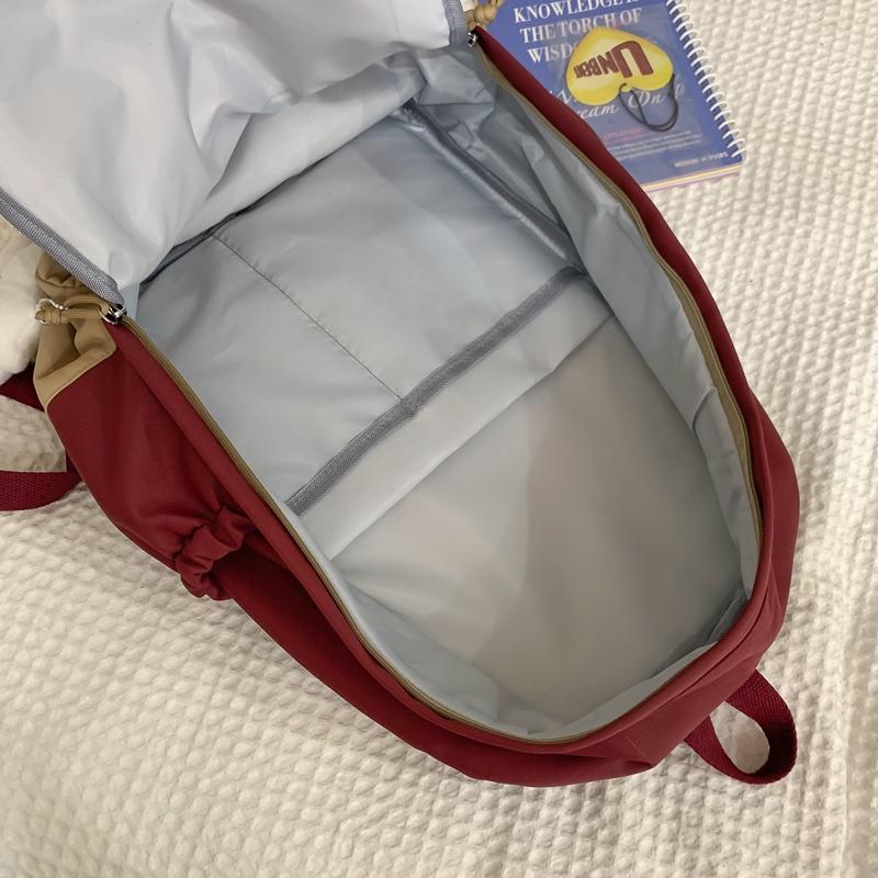 Lightweight Large Capacity Student Schoolbag Women Color Block Backpack