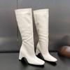 Mode Ins Stil Mode Lackleder Eckige Zehe Damen Kniehohe Stiefel Elegant Herbst Winter Hohe Absätze Chelsea Lange Stiefel Schuhe
