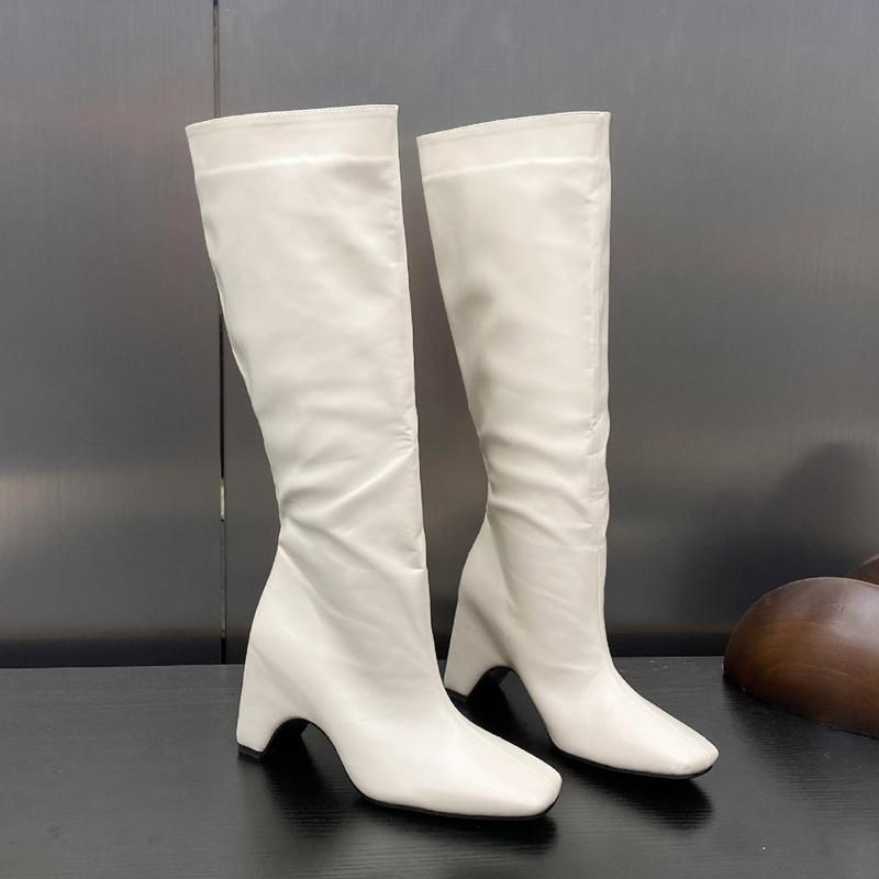Mode Ins Stil Mode Lackleder Eckige Zehe Damen Kniehohe Stiefel Elegant Herbst Winter Hohe Absätze Chelsea Lange Stiefel Schuhe