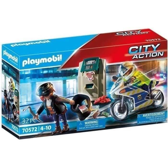 PLAYMOBIL 70572 Policier en moto et voleur, City Action, Les policiers, Dès 4 ans