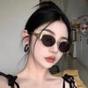 3 PCS Fashionable Oval Metal Women's Glasses Black Frame Brown Gradient Lenses Glasses Accessories