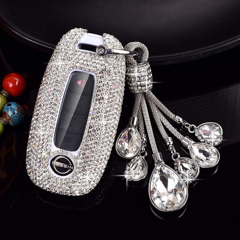 Women's Diamond Car Key Cover for Nissan 14th Gen Sylphy, Qashqai, Teana, X-Trail, Tiida, Murano, Terra