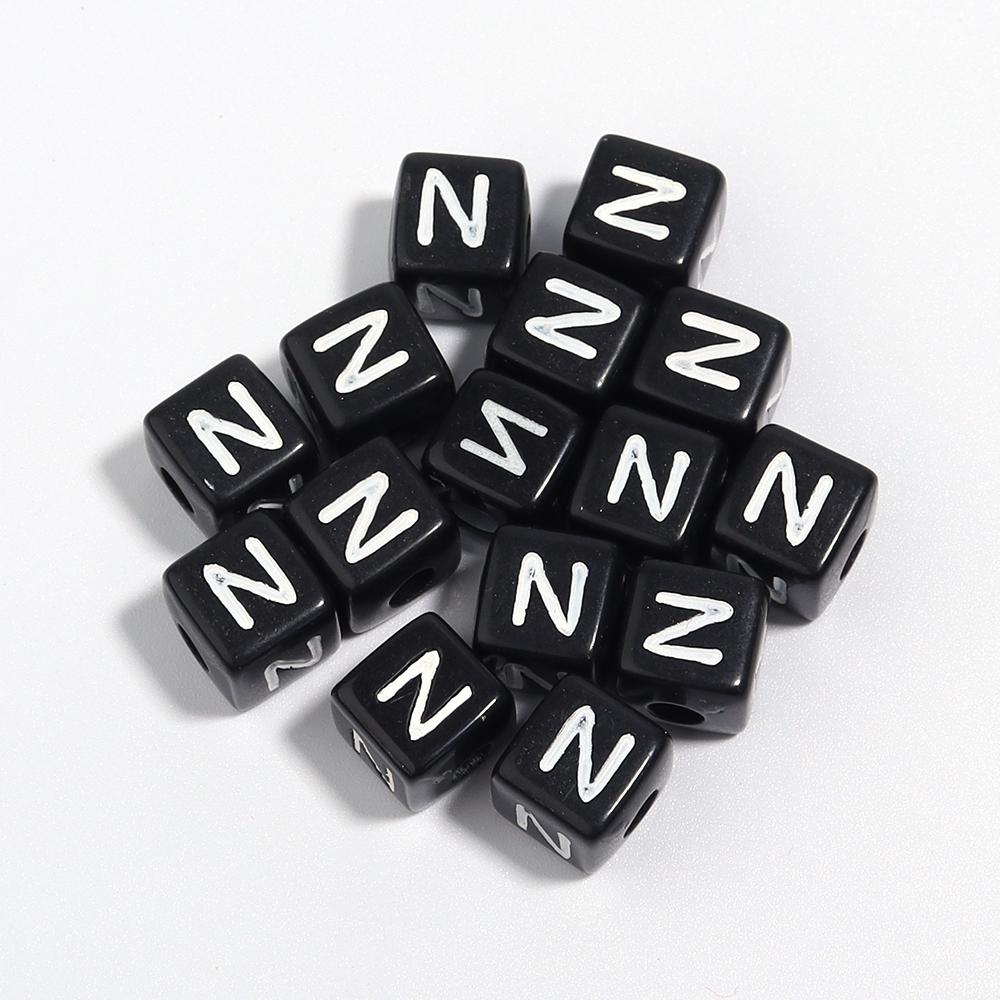 50-100 Stück Schwarze Acryl Buchstabenperlen A-Z Alphabetperlen Würfel Abstandshalterperlen Für DIY Armband Halskette Schmuckherstellung Zubehör