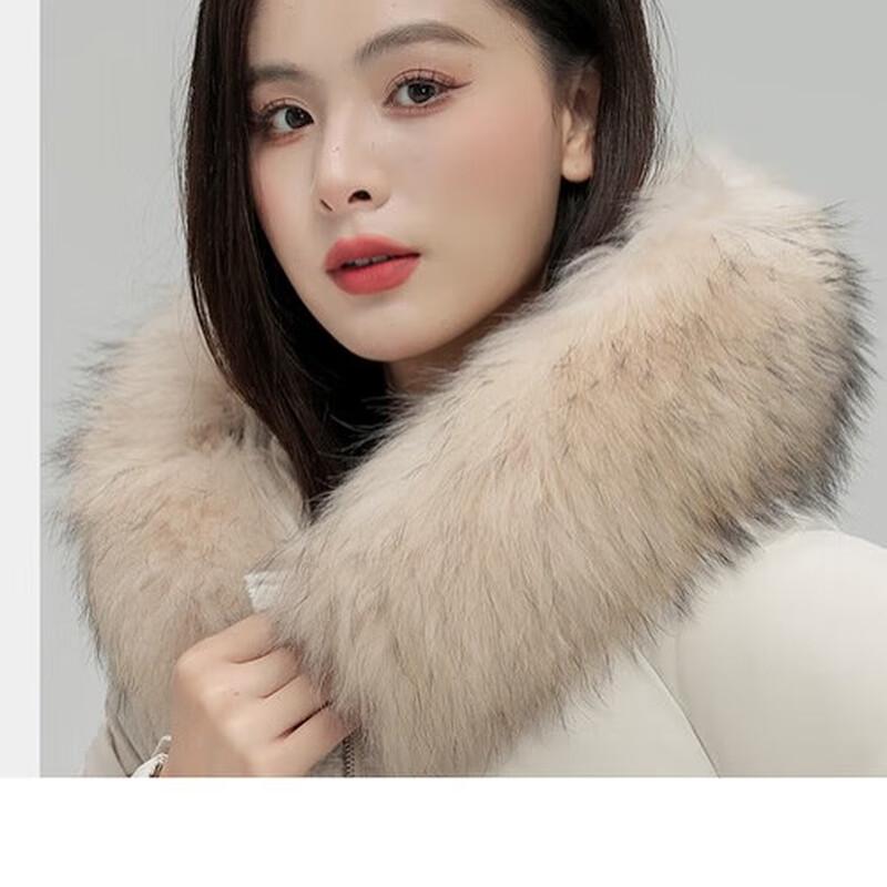 SNOWFLYING Women's Short Down Jacket with Raccoon Fur Collar