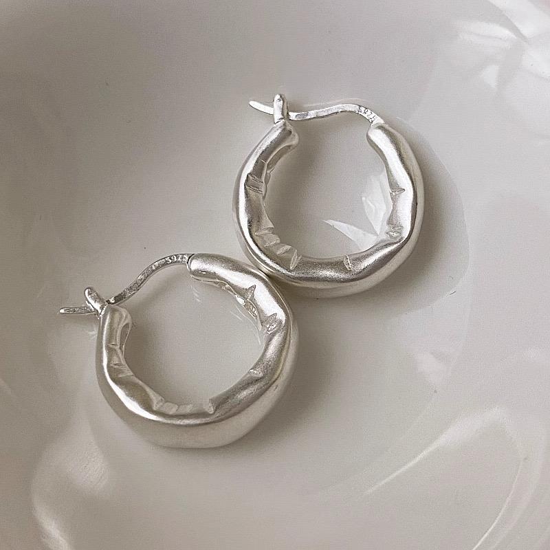 925 Silver Vintage Earrings For Women Trendy Simple Round Earring Jewelry Prevent Allergy Party Accessories