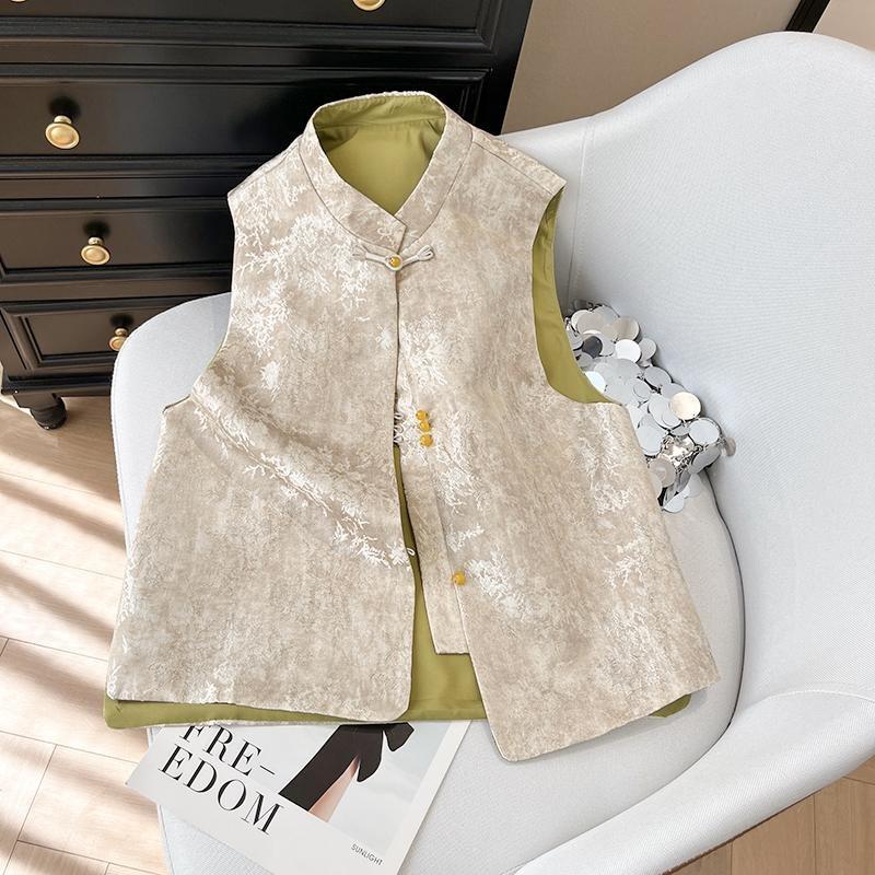 Loose thin vest spring summer vest women's high-end retro printing literary and casual exterior