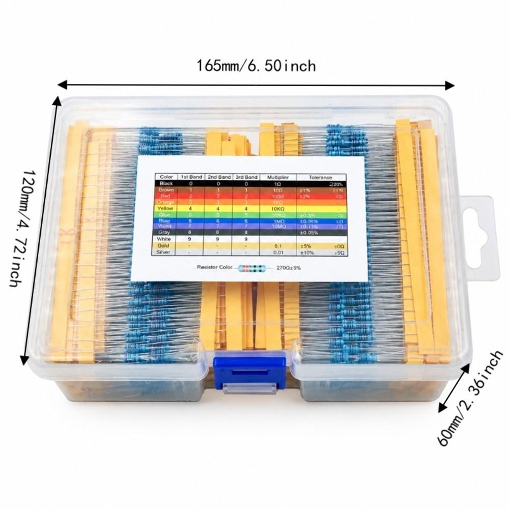 2600pcs 130 Values Resistors Assortment Kit Metal Carbon Film Resistors For Hobbyists