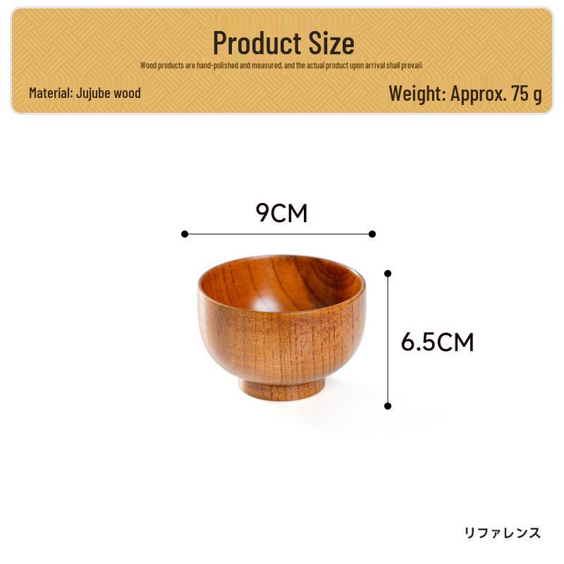 Sour Jujube Wooden Rice and Noodle Bowl - Large, Natural, Anti-Scald, Multi-purpose for Adults and Kids.