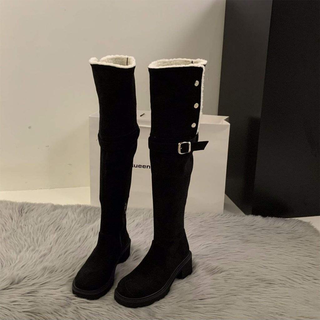 2025 neue Herbst- und Winter-Overknee-Stiefel, Plüsch-Baumwollstiefel, Schneestiefel, lange Reiterstiefel