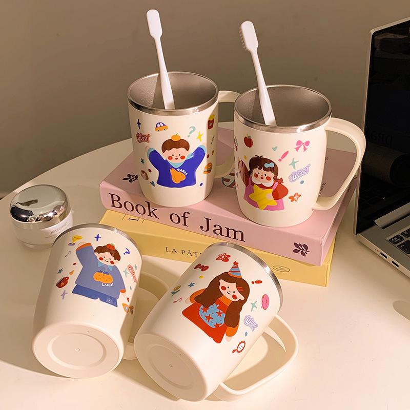 Whimsical Family Stainless Steel Cartoon Toothbrush Cup