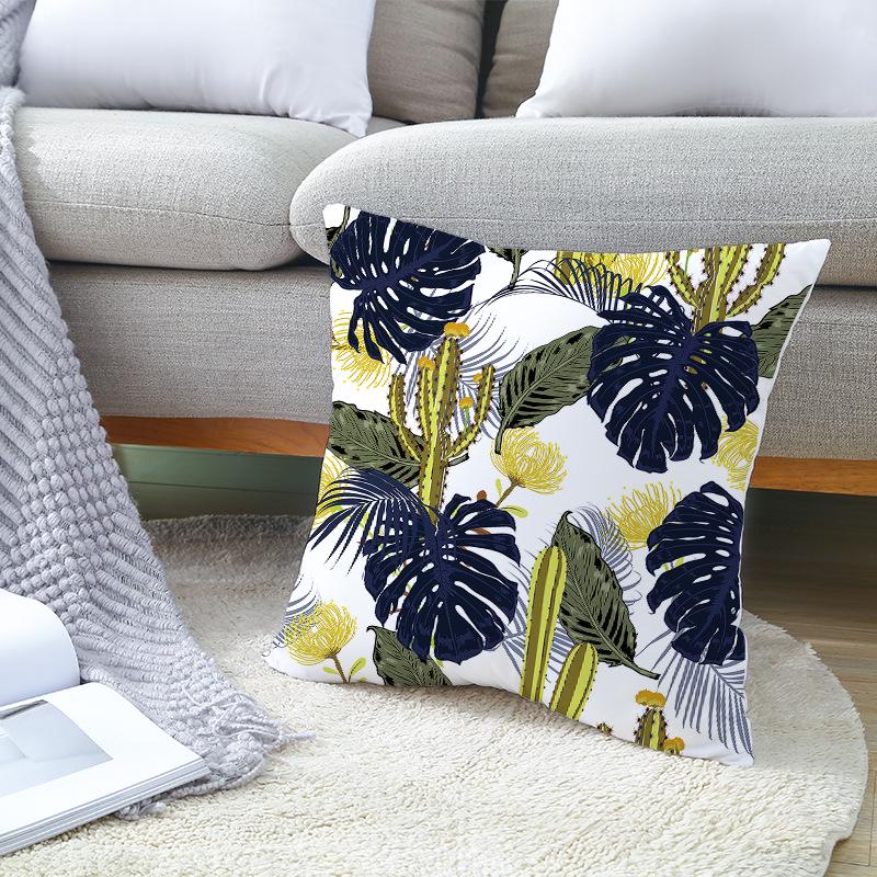 Summer Tropical Floral Cushion Cover Home Decor Office Sofa Pillowcase Green Plant Throw Pillowcase