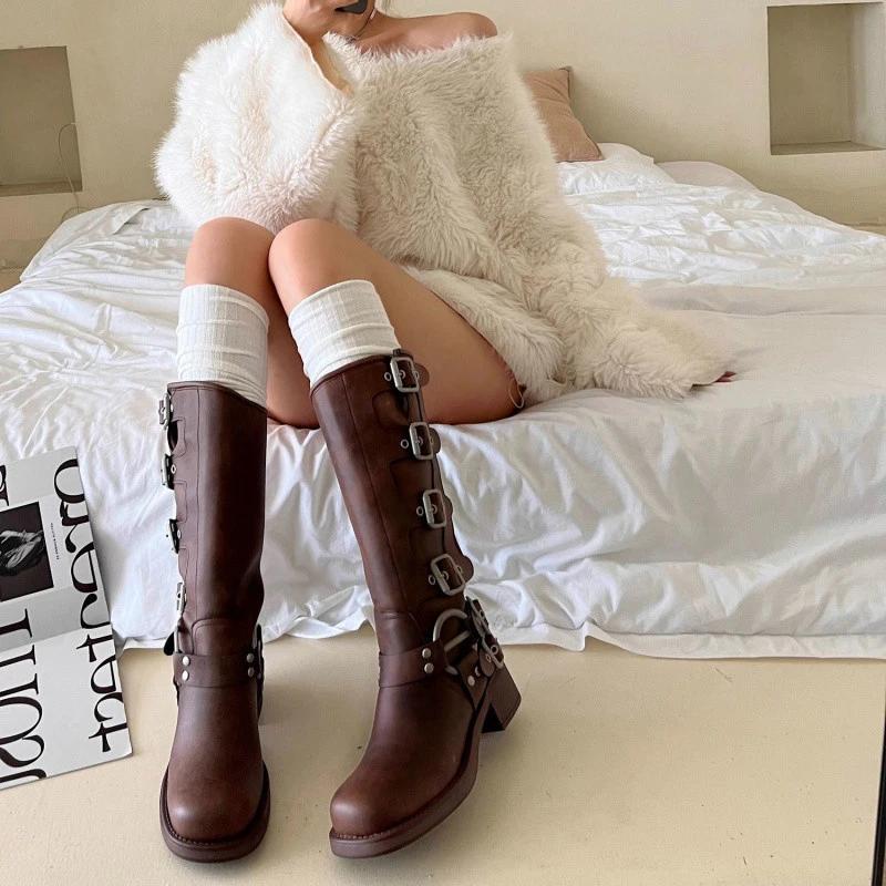 Spring Knee Length Stockings for Female White Pile Socks Fashion GIrls JK Slimming Boots Sock Japanese Calf Sock Cotton Footwear