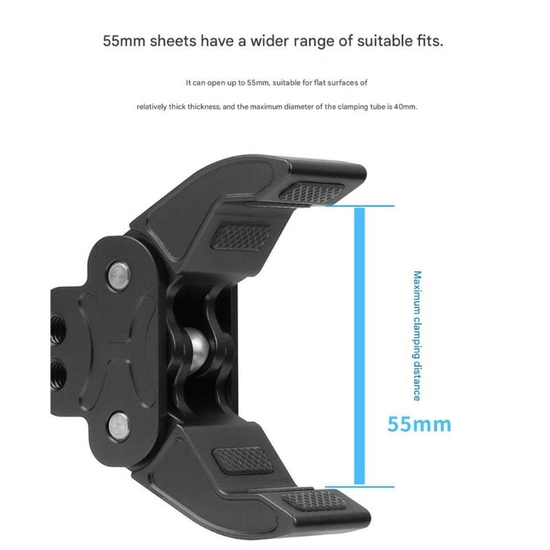 Aluminum Super Crabbing Clamp with 1/4inch 3/8inch Screw Threaded for Photography Accessories Equipment Mounting