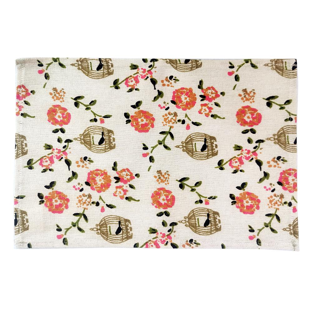 

2Pcs/Set Rose Print Polyester Linen Placemat Japanese Fashion Style Fabric Table Mats Simple Design Napkins Kitchen Tableware 20CMX30M