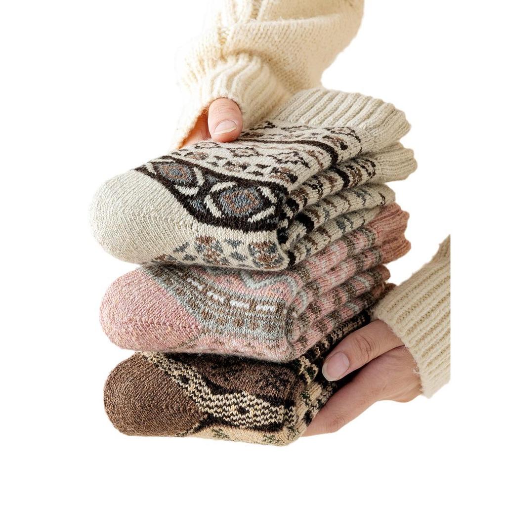 Women's Super Thick Ethnic Style Wool Terry Socks – Winter Warm, Home & Sleep Socks