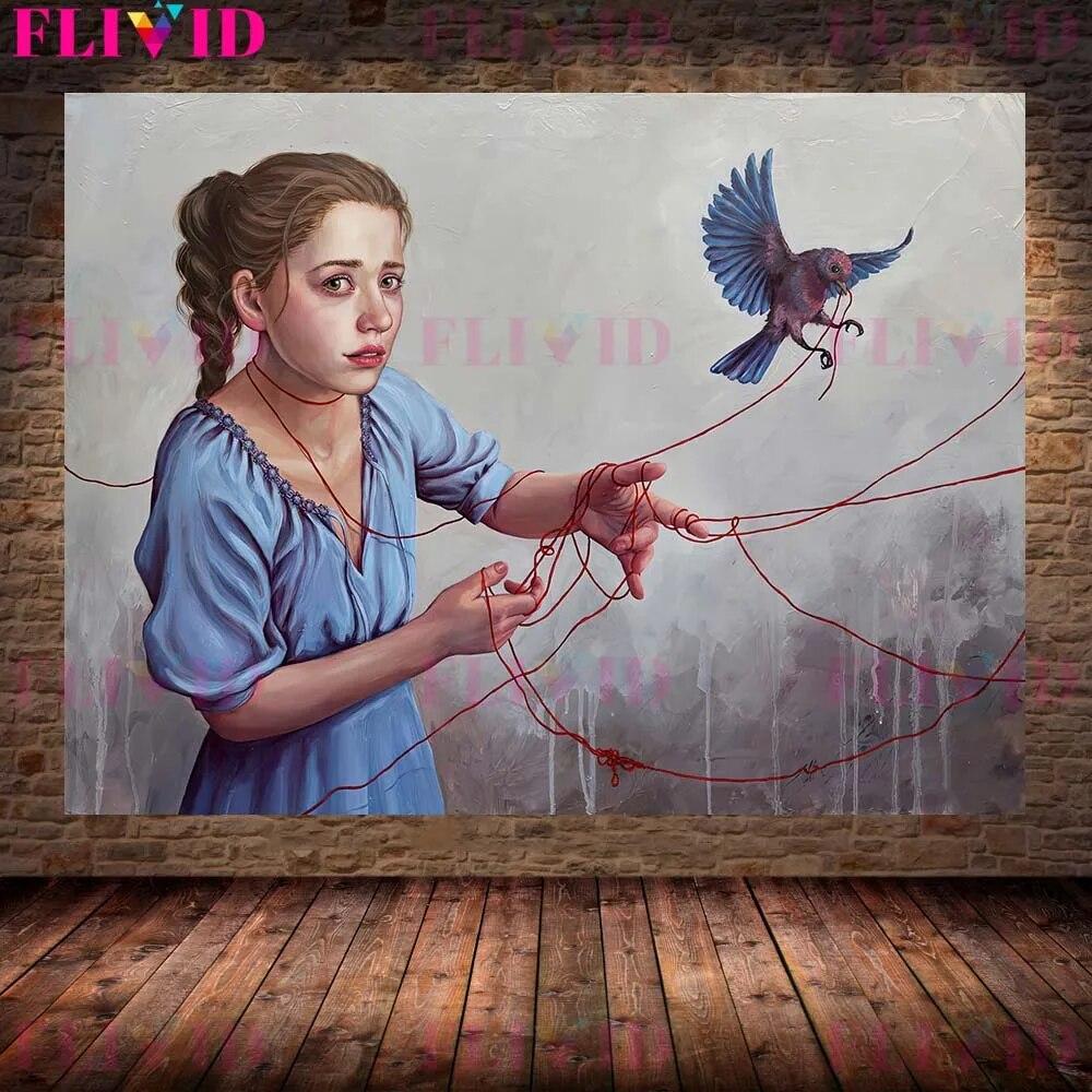Butterfly Fairy,Mermaid Lady,Chessboard Queen Wall Art Canvas Painting Thorn Witch Surreal Art Poster And Print Home Decoration No Frame