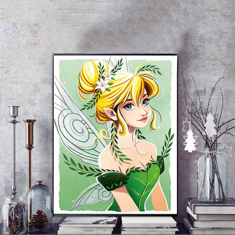 Disney Diamond Painting Tinker Bell Forest themed Illustration Mosaic Art DIY Cross Stitch Embroidery Set Full Diamond Home Decor Gift