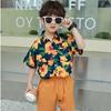 Boys Summer Retro Short Sleeve Floral Shirt Stylish and Versatile