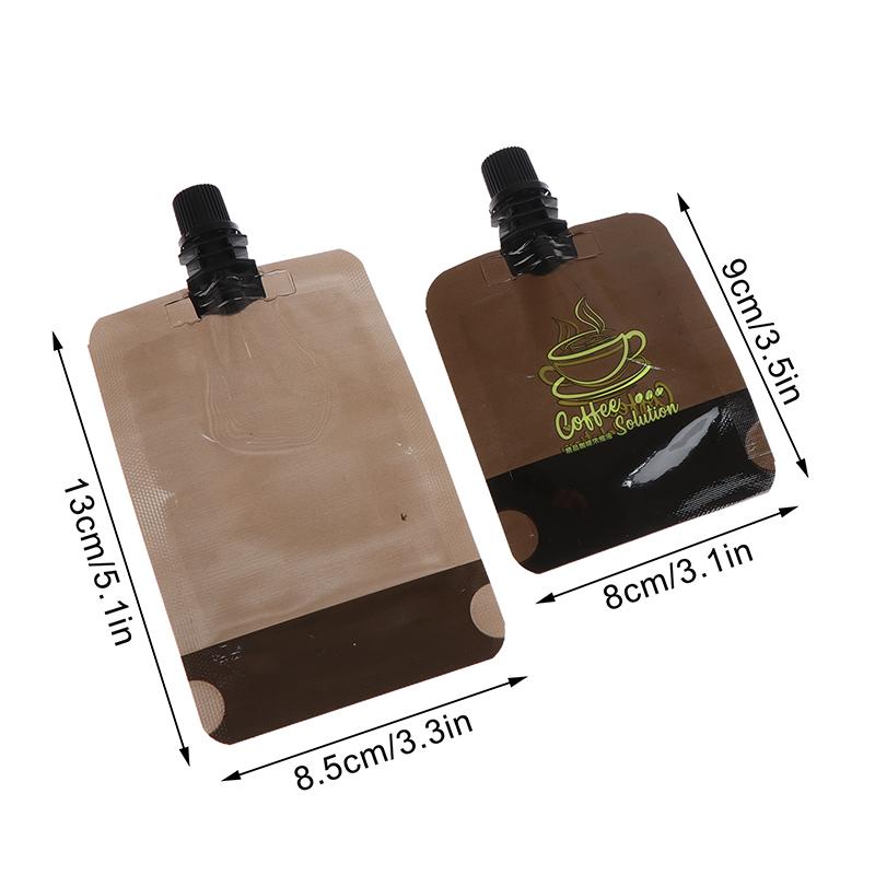 10 Pcs 50/100Ml Plastic Black Self-Standing Coffee Tea Liquid Suction Nozzle Bag Diy Cocoa Matcha Travel Beverage Portable Pouch