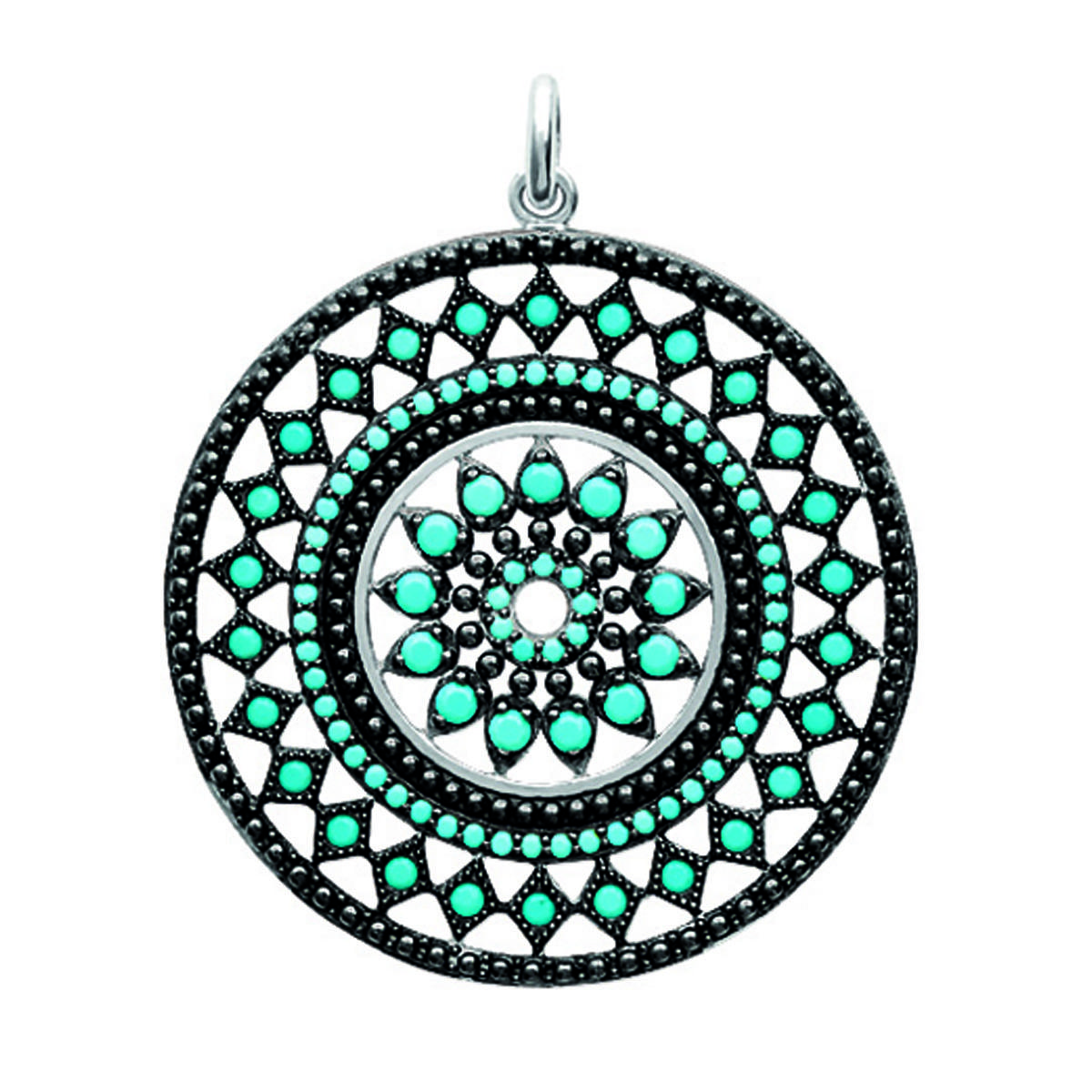 

Les Trésors De Lily [P4352] - Серебряный кулон Навахо бирюзово-черный - 30 мм