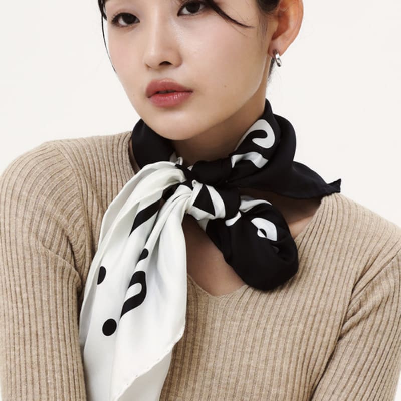 ONSZ Black and White Split Logo Silk Scarf