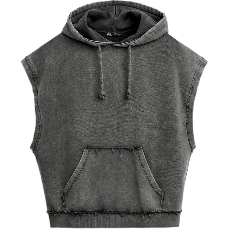 

Zara Loose Fit Sleeveless Hoodie Men hoodies Coal-Gray 0962381-807 M