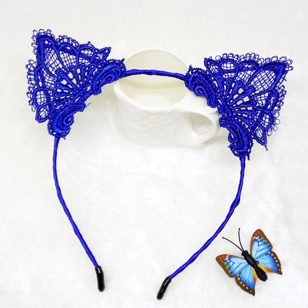 Flickor Barn Söta Svarta Kattöron Huvudbonad Fest Spets Hår Huvudband Hårband