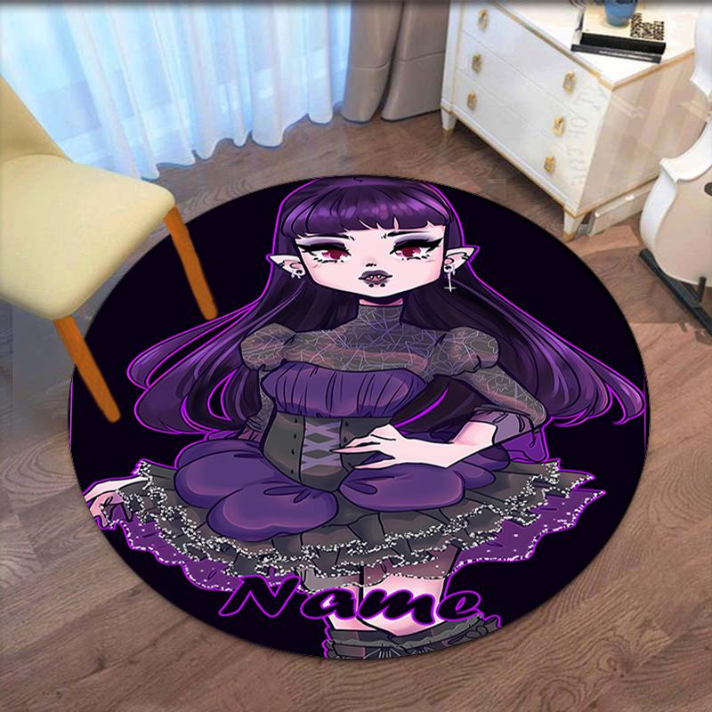 Custom Name Monster High Printed Round Rug Carpet Chair Rug Area Rug Entryway Doormats,for Office Chair Living Room Bedroom Kitchen Room.