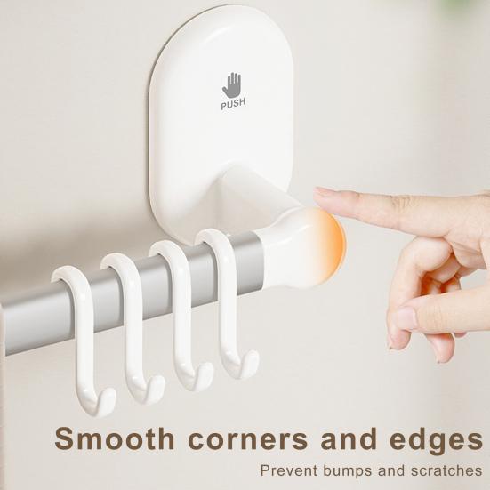 Bathroom Towel Holder with Hooks Strong Load-bearing Simple Installation Suction Cup Towel Bar Hanger Wall Hook