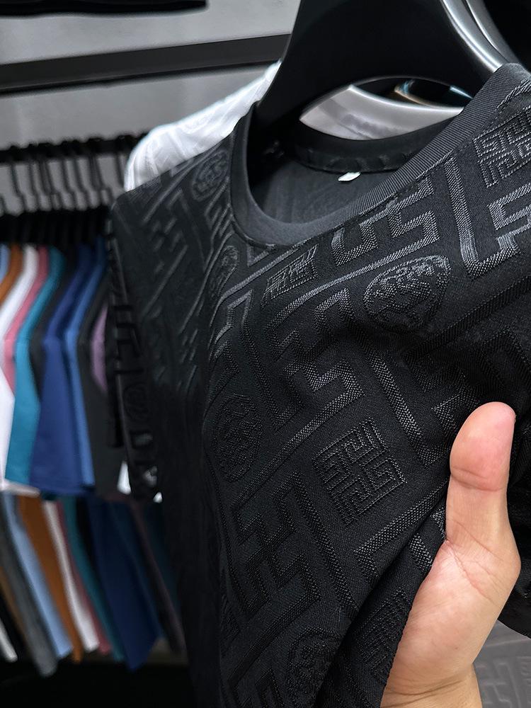 Men’s 2024 Summer Ice Silk Printed Round Neck T-Shirt