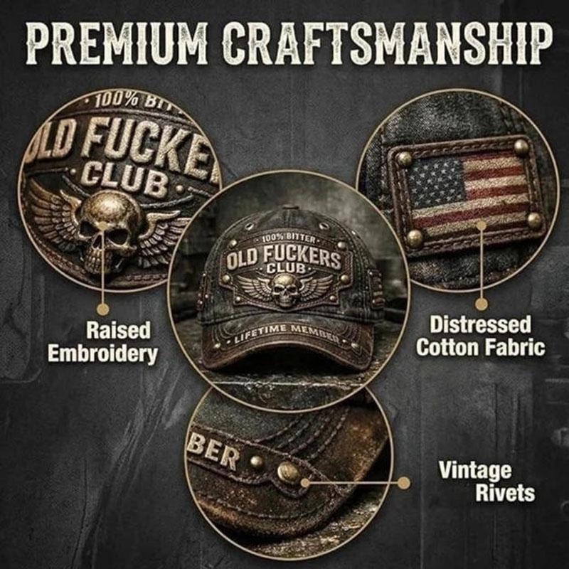 Old F*ckers Club-Vintage Baseball Cap, Adjustable lustige Distressed Hat Embroid