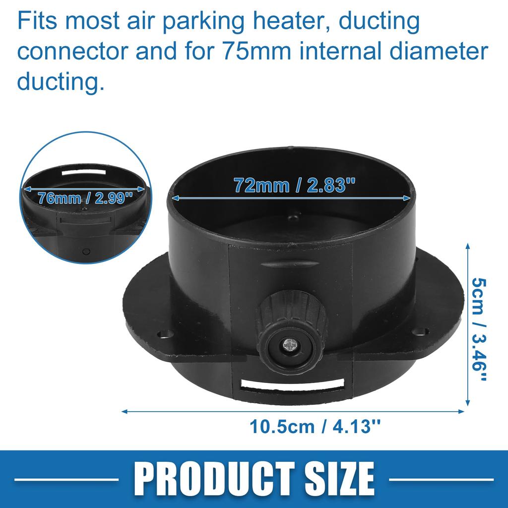 A ABSOPRO Universal Car Air Duct Connector Straight Air Heater Duct Joiner Connector Pipe 75mm Outer Diameter Black