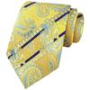 MENDENG Men's Classic Jacquard Tie, Formal Business Tie for Men, Wedding Party, Groomsman, Black Tie, Dark Yellow, One Size