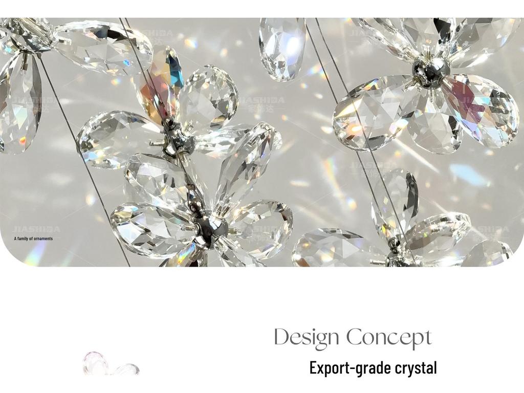 Lustră pandantiv din Cristal cu Flori de Lux Franceză 2025 pentru Dormitor sau Hol