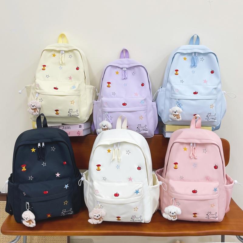 Schoolbag New Primary School Bag Female Dopamine Embroidery Large Capacity Junior High School Backpack Ins Niche Lightweight Backpack