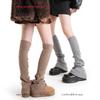 Solid Color Wool Knee Stacking Socks Cover, Knitted Thickened Thermal Long Tube Cloth Label Calf Socks, Versatile Leg Guards And Leg Covers