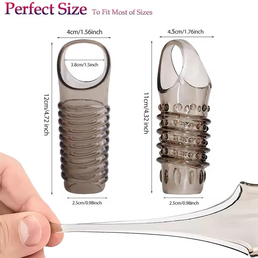 Penis Sleeve Enlarger Extender Enhancer Pennis Sleeve Delay Ejaculation Silicone Reusable Cock Ring Adult Sex Toys For Men