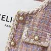 Koreansk Stil Mångsidig Mode Kort Tweed Quiltad Jacka Dam Höst Ny Smalfigur Personlighet Toppkvalitet Polyester Helt Ärm