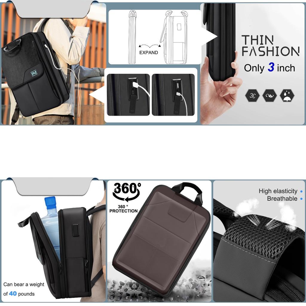15-16 Inch Laptop Bag Lightweight Expandable Backpack