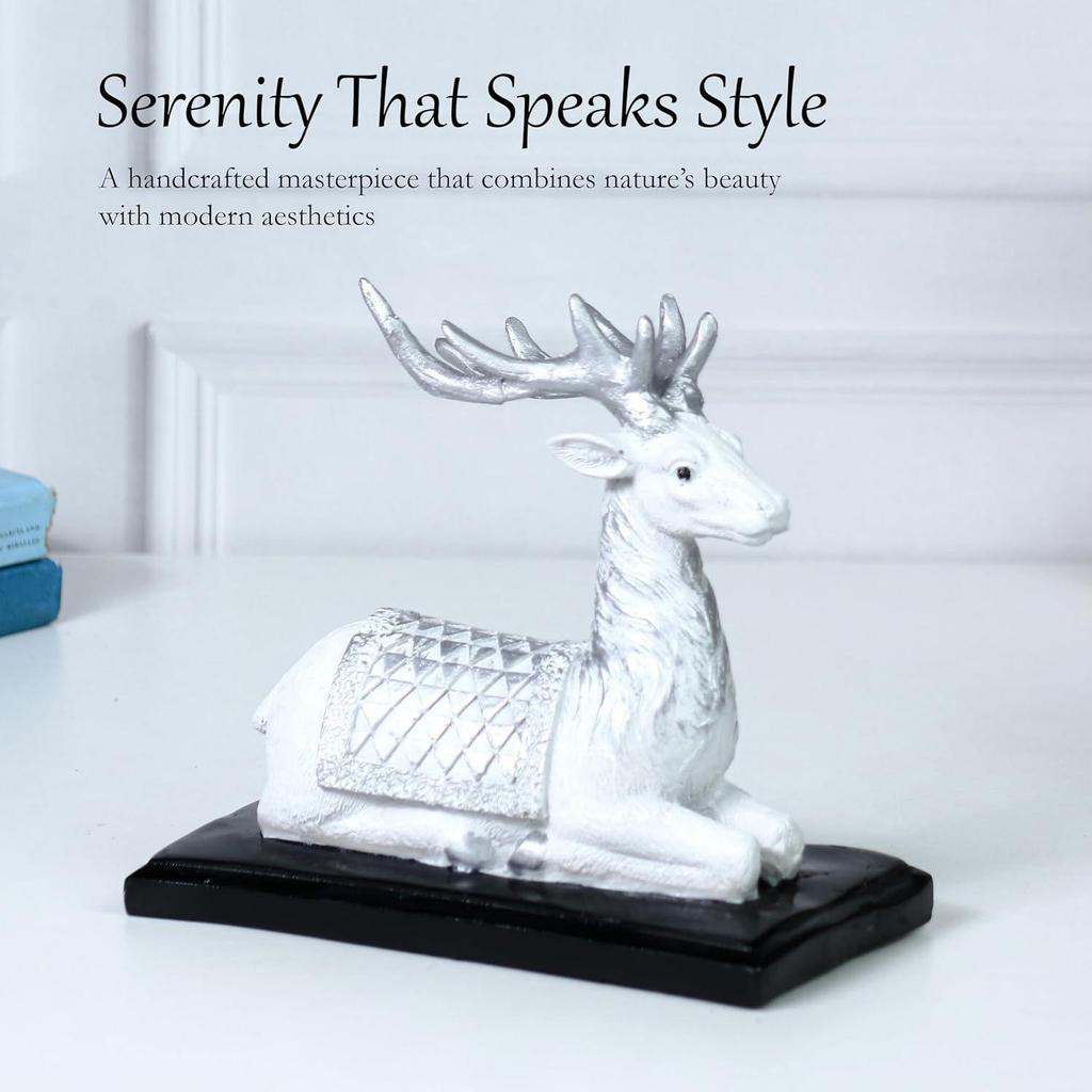Classic Deer Showpiece: Add a Sense of Tranquil Elegance and Natural Beauty to Your Living Room, Office, or Tabletop with This Timeless Décor Piece