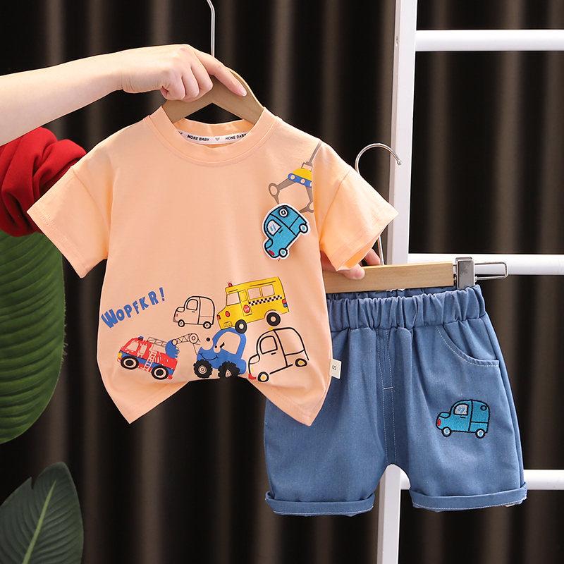 Summer Children Boys Infant Cotton Clothes Cars T Shirt Shorts 2pcs Set Toddler Fashion Clothing Baby Tracksuits 1 2 3 4 5 Years