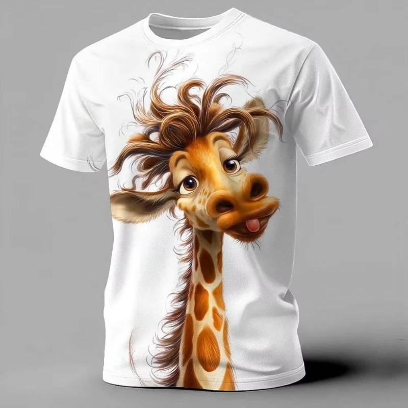 3D A Listless Cat Printed T-shirt Funny Animal Graphic Men's T shirts Casual Daily Streetwear Fashion Short Sleeve Tops
