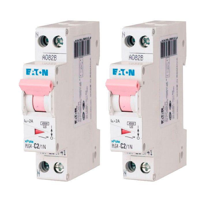 Lot de 2 disjoncteurs 2a plg, ph+n 4,5ka (en 60898) courbe c